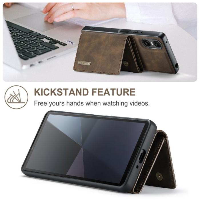 DG.MING - DG.MING Sony Xperia 10 VI Kickstand Konstläder Plånboksfodral Brun