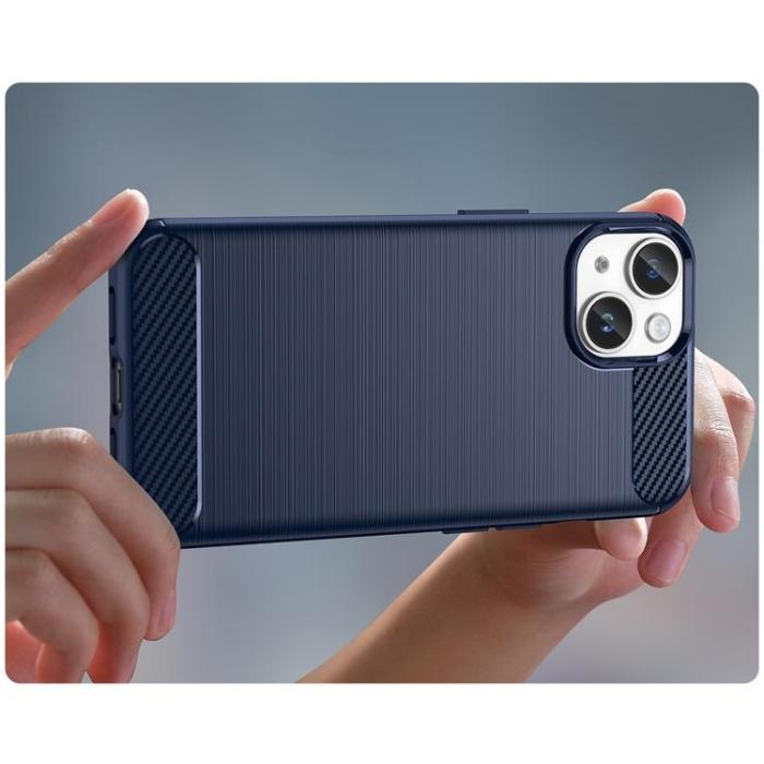 OEM - iPhone 14 Skal Carbon Fiber Texture - Blå