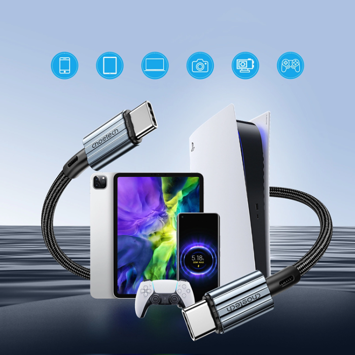 Choetech - Choetech USB-C till USB-C Kabel 60W 1.2m - Grå