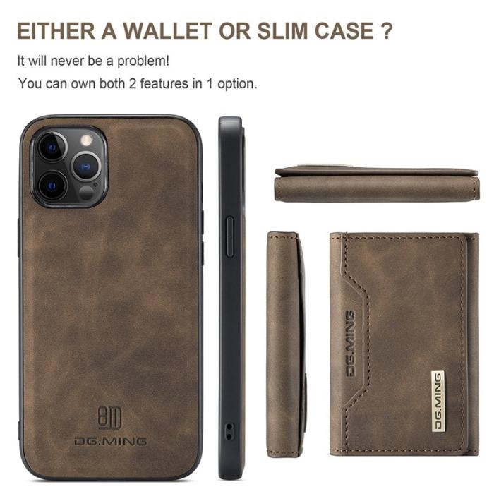 DG.MING - DG.MING M2 Tri-Fold Wallet Mobilskal för iPhone 13 Pro - Brun