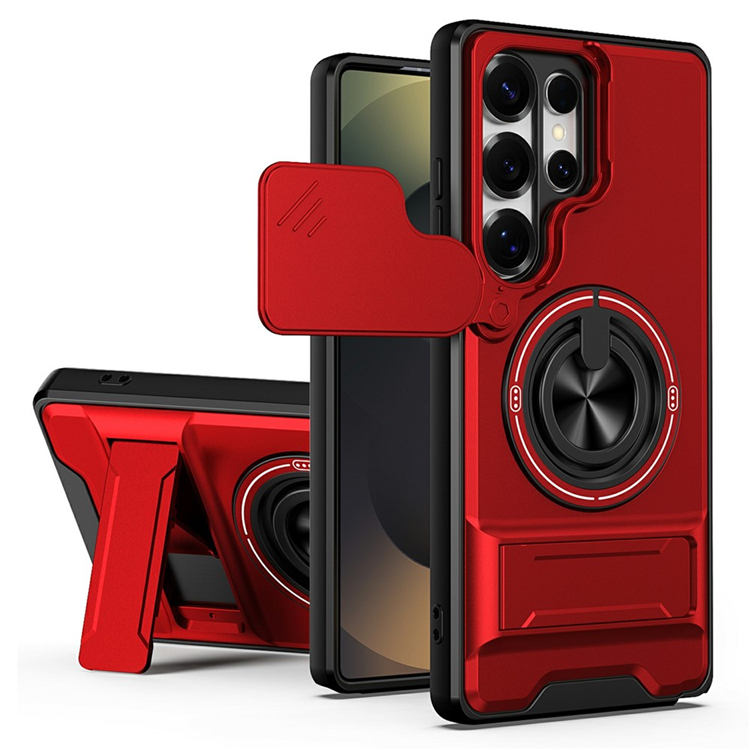 Galaxy S25 Ultra Mobilskal MagSafe med Camera Lens Slider Ringhållare (Röd) | 2353 | AlltMobil