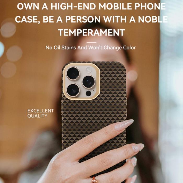 GKK - GKK iPhone 16 Pro Fodral Woven Texture - Metall + PC - Blå