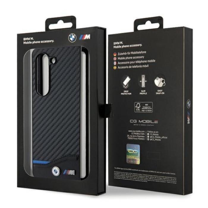 BMW - BMW Galaxy Z Fold 5 Mobilskal Läder Carbon - Svart