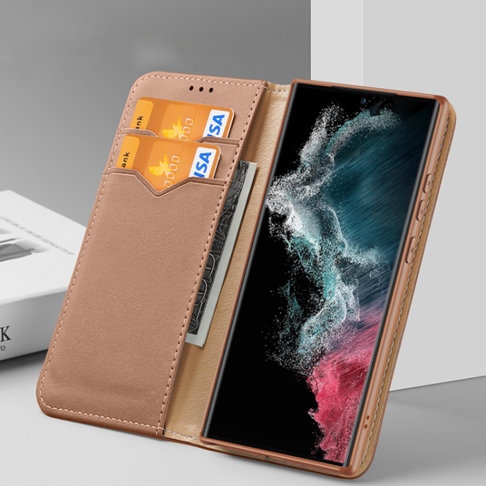 Dux Ducis - Dux Ducis Galaxy S23 Ultra Plånboksfodral Hivo RFID - Brun