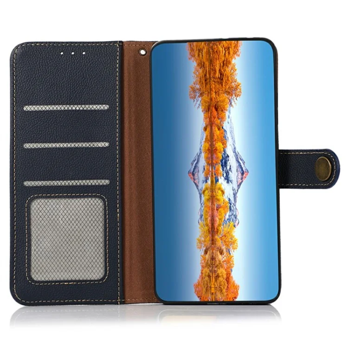 KHAZNEH - Khazneh Sony Xperia 1 VII Plånboksfodral Genuine Cow Läder - Blå