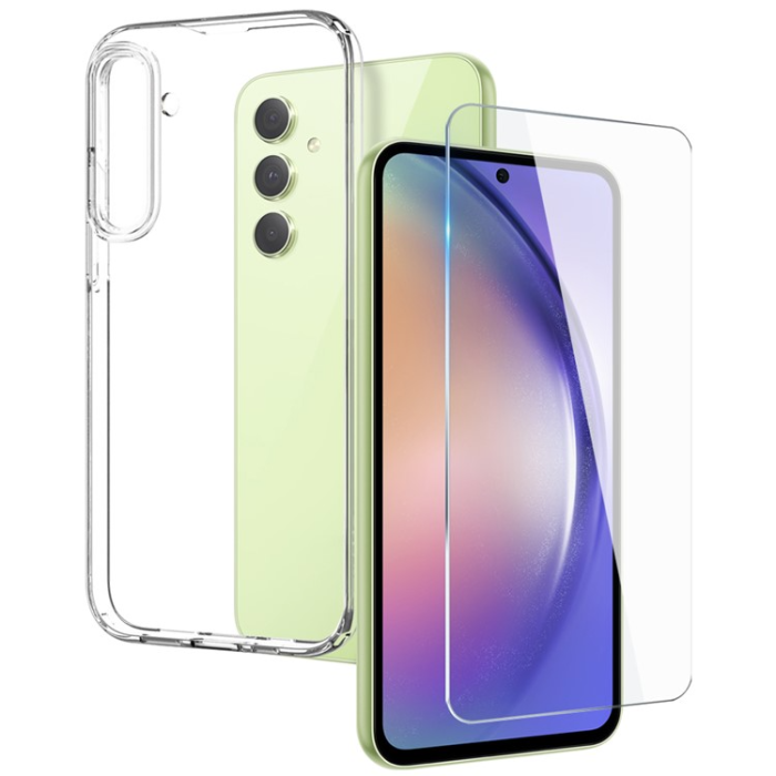 A-One Brand - Galaxy A54 5G Mobilskal Soft TPU med Härdat glas - Clear