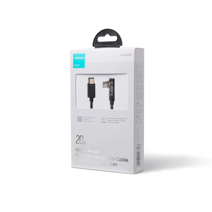 Joyroom - Joyroom Angled USB-C till Lightning kabel 20W 1.2m - Svart