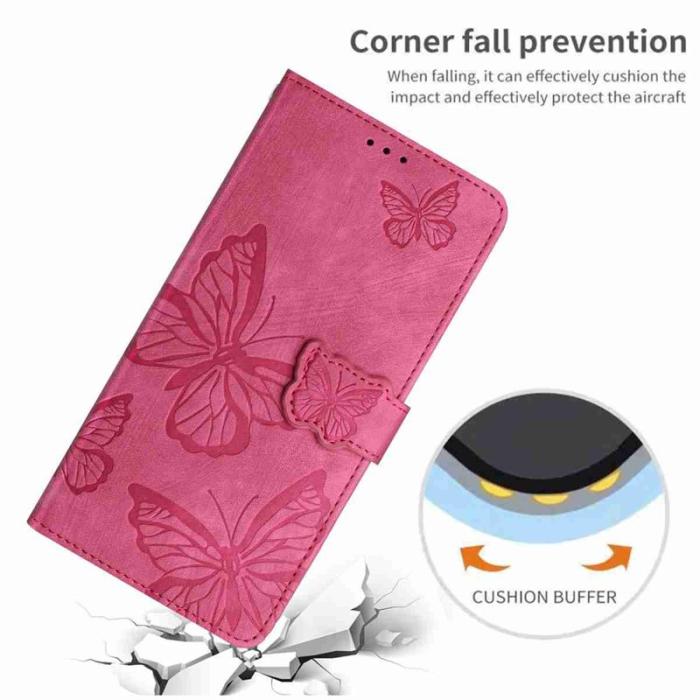 OEM - Samsung Galaxy S26 Ultra Fodral Flip Konstläder Fjäril - Rosa