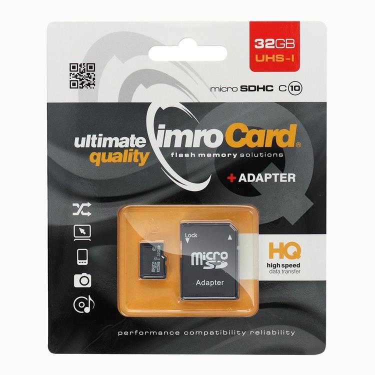 Imro Minneskort MicroSD 32GB Med Adapter Klass 10 UHS | 288 | AlltMobil
