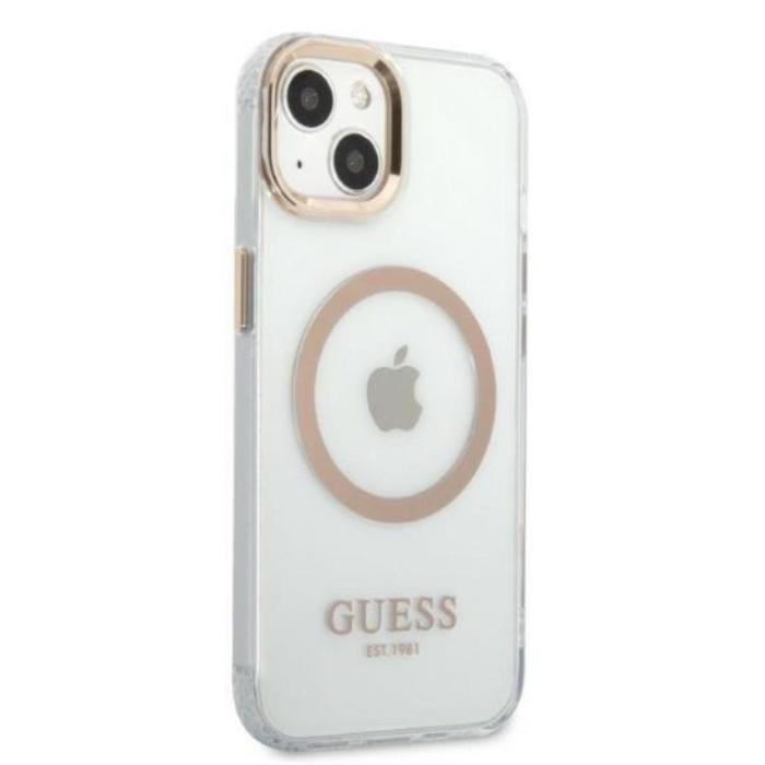 Guess - Guess iPhone 13 Skal Magsafe Metal Outline - Guld