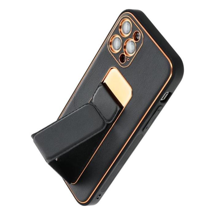 OEM - Galaxy A25 5G Mobilskal Kickstand Läder - Svart