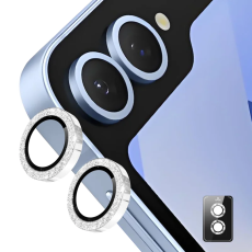 ENKAY - ENKAY Galaxy Z Flip 7 Linsskydd Härdat Glas Glitter - Silver