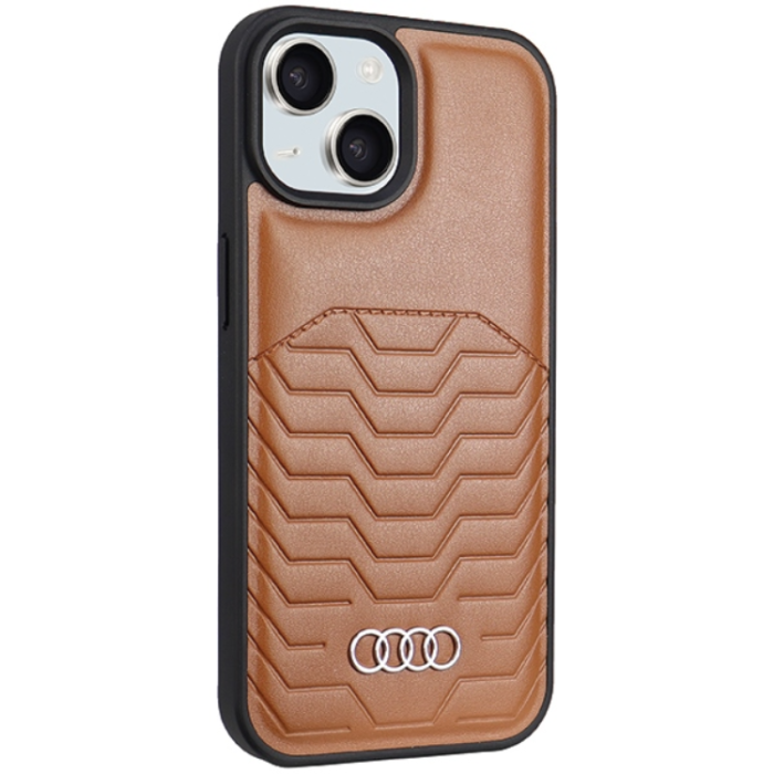 Audi - Audi iPhone 15 Plus Mobilskal Magsafe Synthetic Läder - Brun