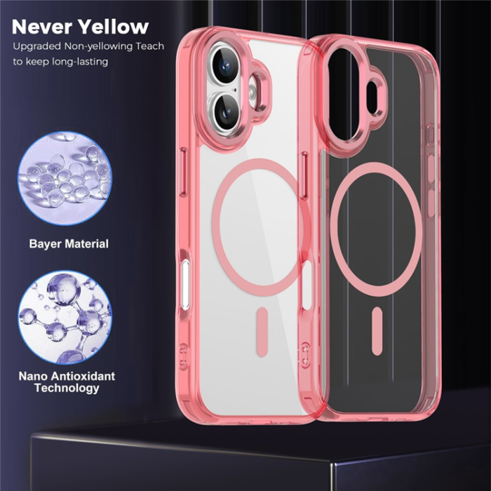 A-One Brand - iPhone 17 Mobilskal MagSafe TPU+PC Transparent - Rosa