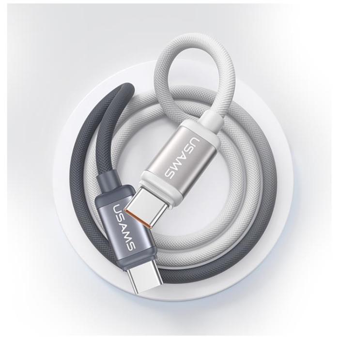 USAMS - USAMS USB-C till USB-C Kabel PD 60W 1.2m Bicolor SJ756 - Svart/Vit