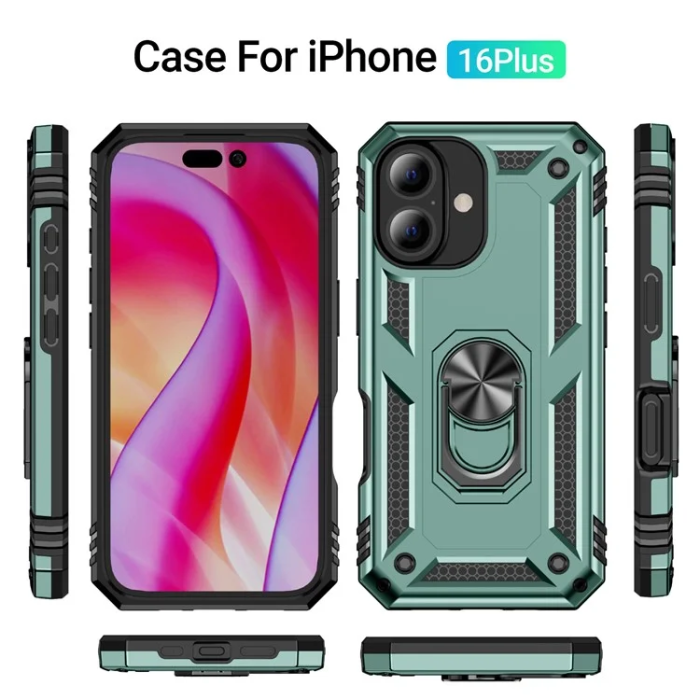 A-One Brand - iPhone 16 Plus Mobilskal med Kickstand - Svartgrön
