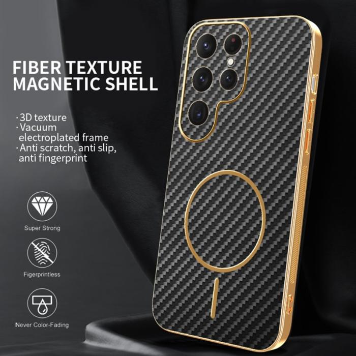 OEM - Samsung Galaxy S26 Ultra Skal Kolfiber Texturerad TPU - Svart