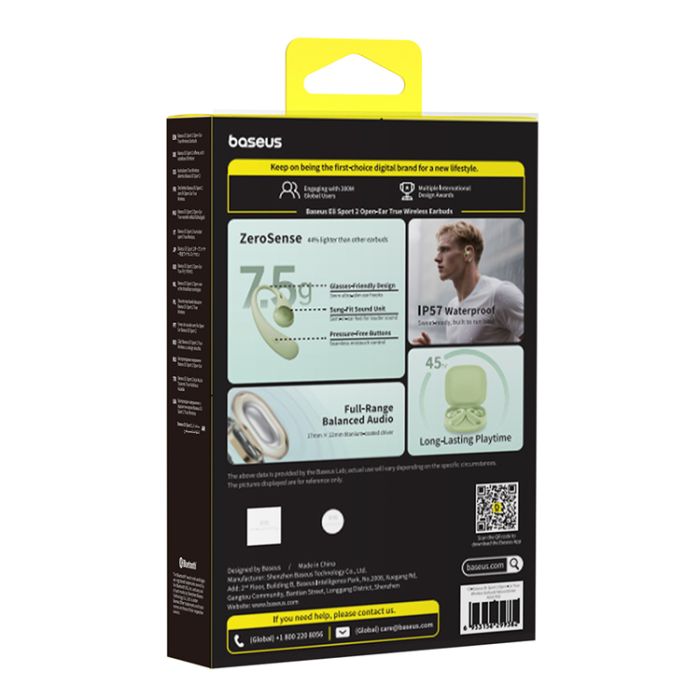 BASEUS - Baseus In-Ear TWS Trådlösa Hörlura Eli Sport 2 OWS med Huvudband - Grön