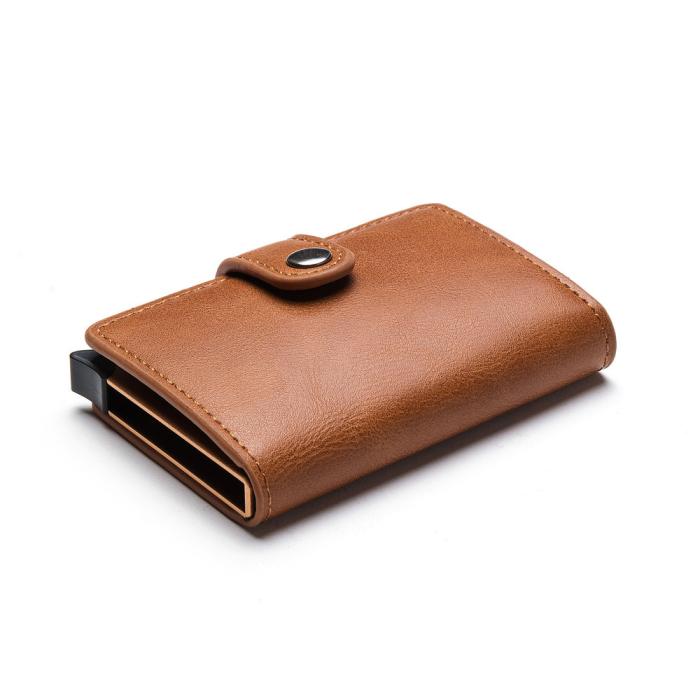 A-One Brand - Vintage Läder Pop-up Korthållare - Brun
