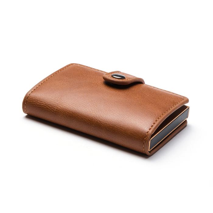 A-One Brand - Vintage Läder Pop-up Korthållare - Brun