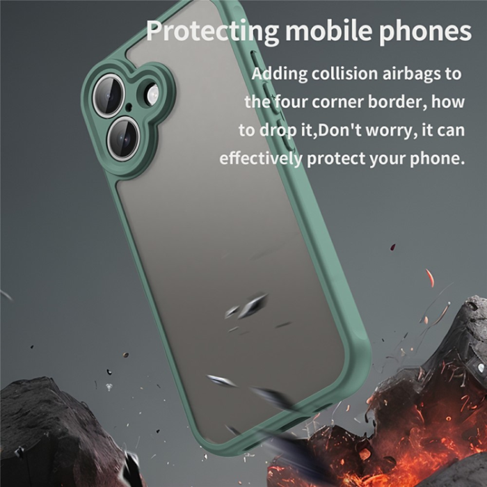 A-One Brand - iPhone 17 Mobilskal Frostade krockkuddar Drop Proof - Grön