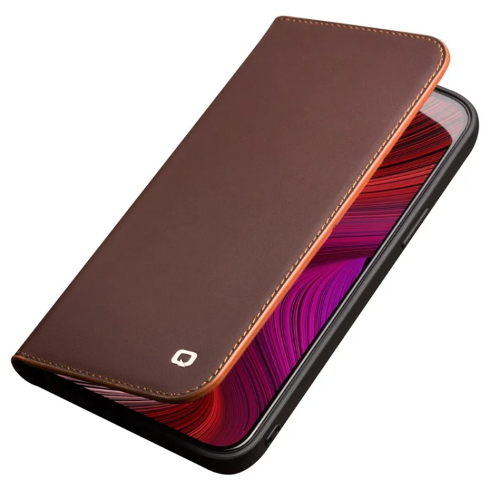 QIALINO - Qialino iPhone 13 Mini Plånboksfodral Cowhide Äkta Läder