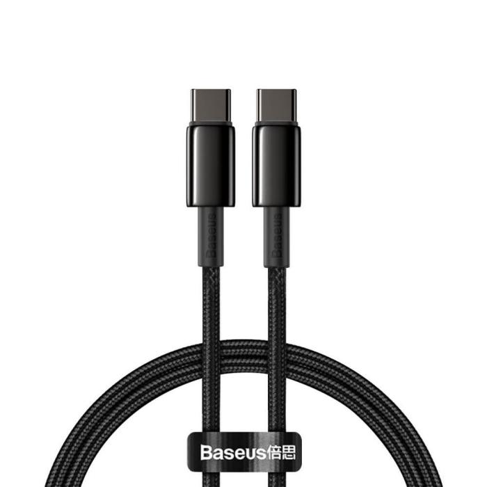 BASEUS - Baseus USB-C till USB-C kabel 100W 5 A 1m Svart