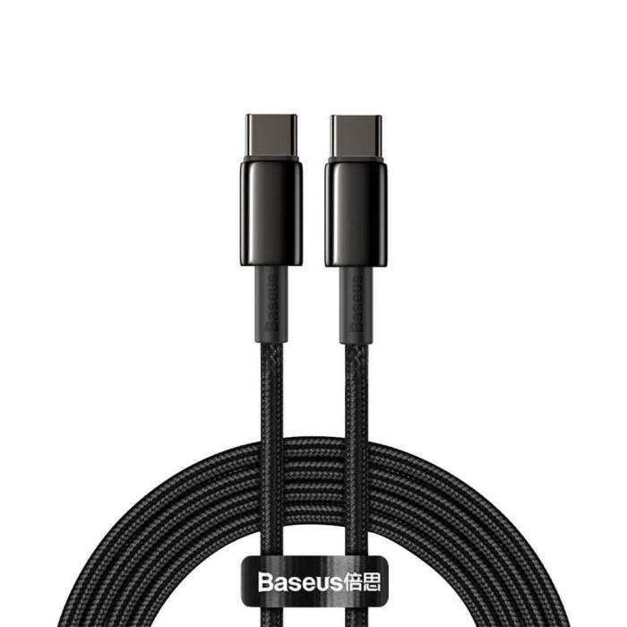 BASEUS - Baseus USB-C till USB-C kabel 100W 5 A 2m Svart