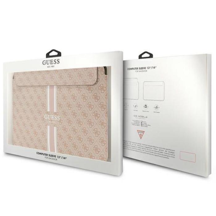 Guess - Guess Datorfodral 14'' Printed Stripes - Rosa