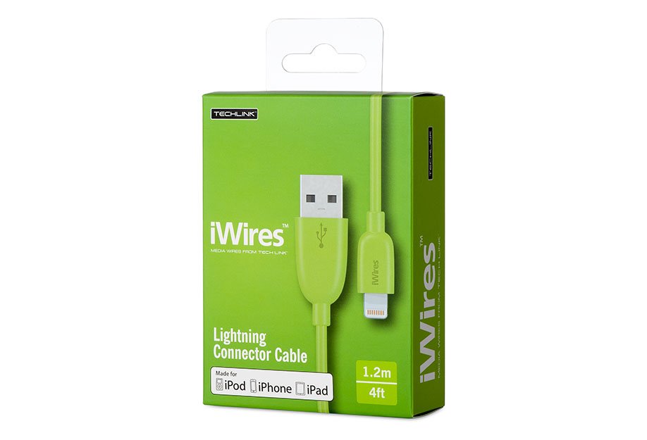 iWires - iWires USB-synk-/laddarkabel till iPad, iPhone och iPod, MFi - Grön