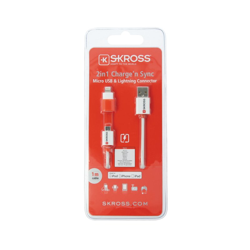 UTGÅTT
SKross 2in1 Ladd&Synk Micro USB & Lightning Kabel