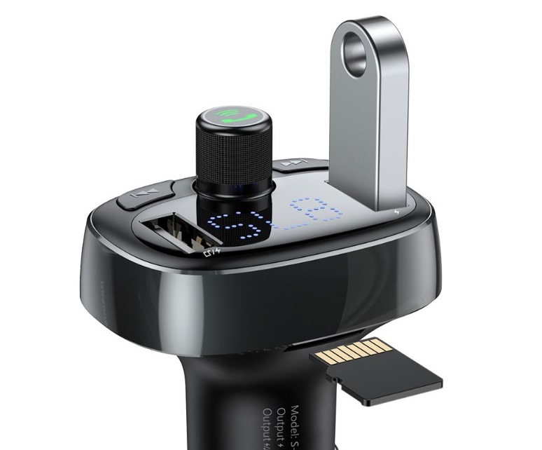 SiGN - T Typed FM-sändare, Bluetooth-handsfree & Billaddare - Svart