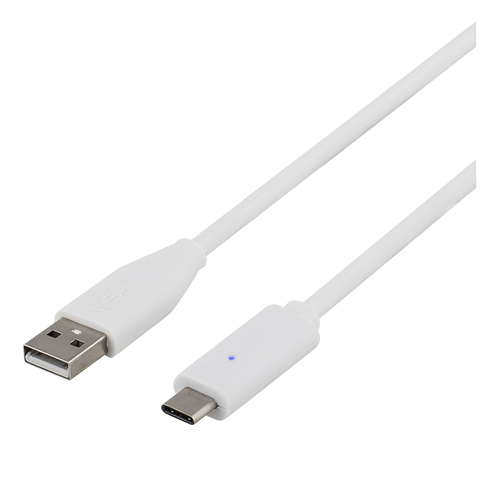 Deltaco DELTACO USB 2.0 kabel, USB-C - Typ A ha, 2m, vit 
