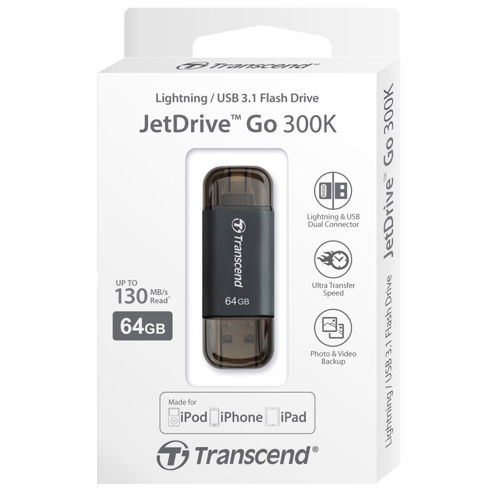 UTGÅTT
Transcend USB-minne med Lightning 64GB - Svart