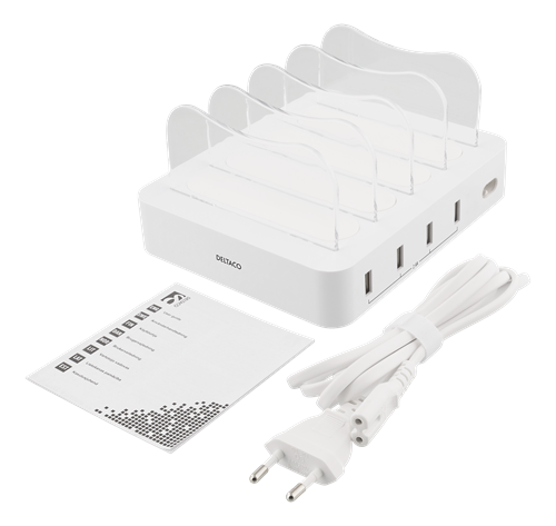 Deltaco
DELTACO USB laddningsstation, 4x USB-A portar - Vit