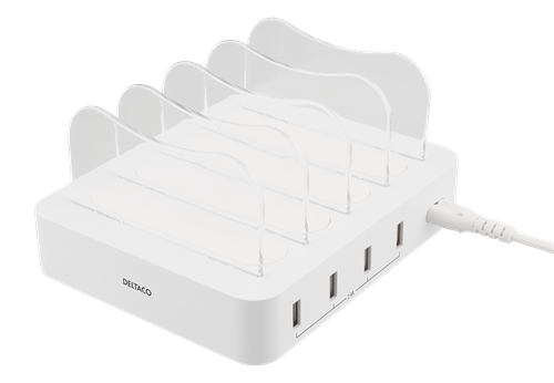 Deltaco
DELTACO USB laddningsstation, 4x USB-A portar - Vit