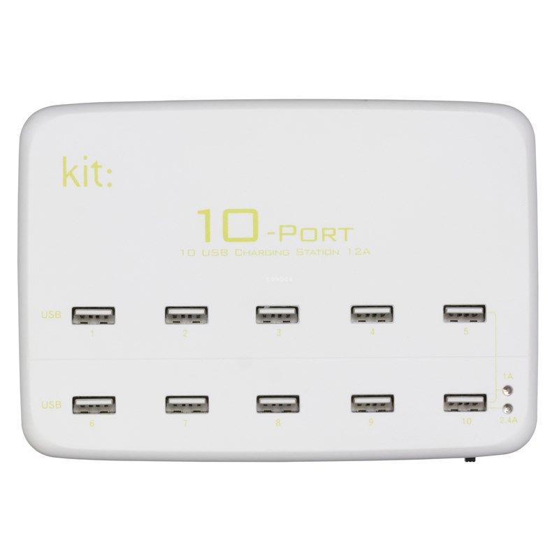 UTGÅTT
KIT Laddare 220V 10xUSB 12A Vit Bordsladdare