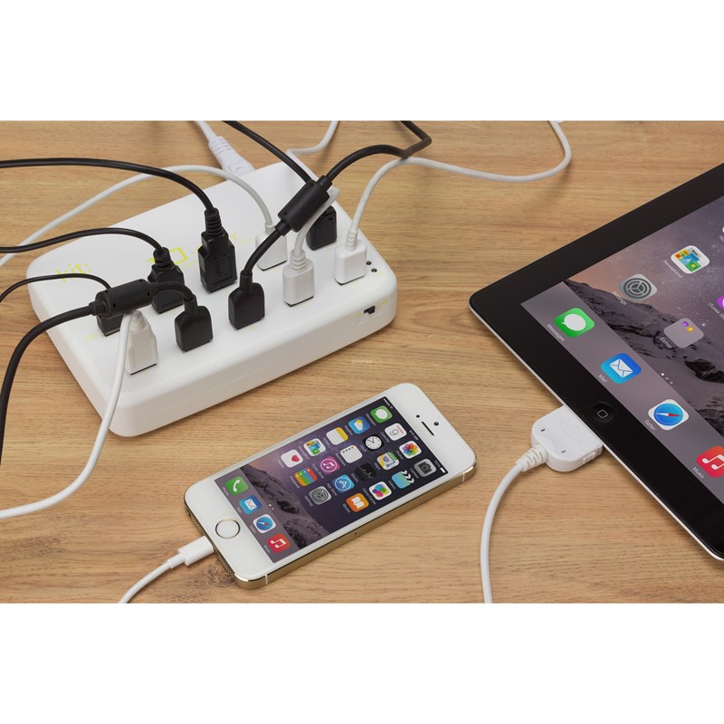 UTGÅTT
KIT Laddare 220V 10xUSB 12A Vit Bordsladdare