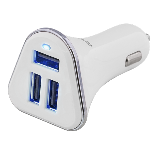 Deltaco - DELTACO billaddare, 5,2A, 3xUSB, vit