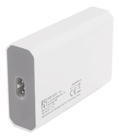 Deltaco - DELTACO USB-laddningsstation, 10A, 1xUSB-C ho, 5xUSB, 1,2m, vit