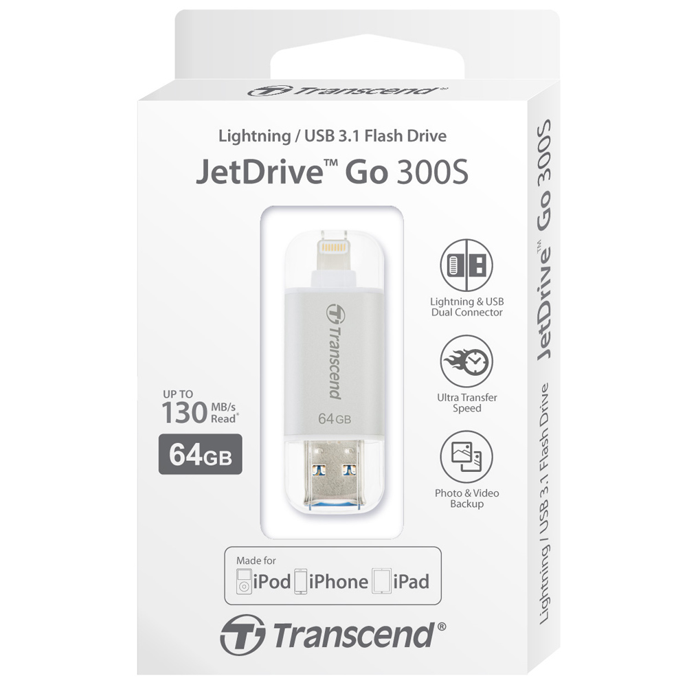 Transcend
Transcend USB-minne med Lightning 64GB - Vit