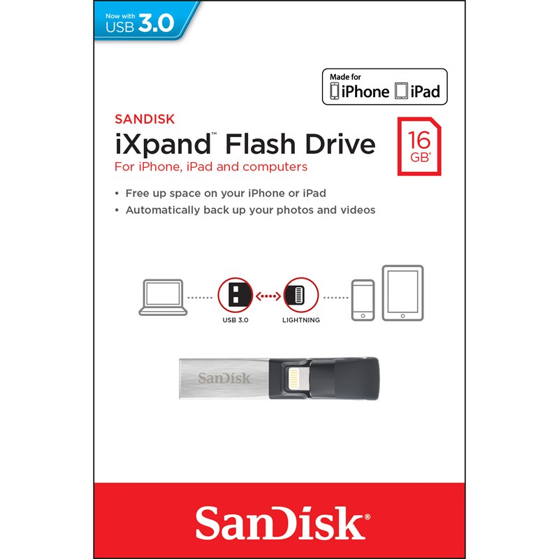 UTGÅTT
SANDISK USB-minne iXpand2 16GB Överföring USB-Lightning