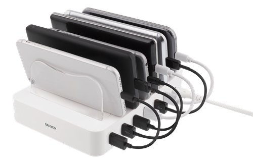 Deltaco
DELTACO USB laddningsstation, 6x USB-A portar - Vit