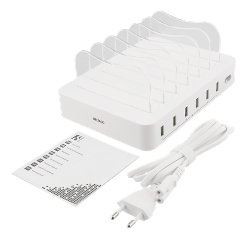 Deltaco
DELTACO USB laddningsstation, 6x USB-A portar - Vit