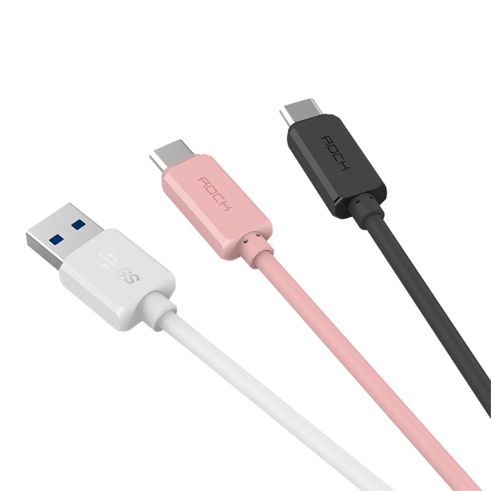 ROCK - Rock USB-A till USB-C 1m- Rosa
