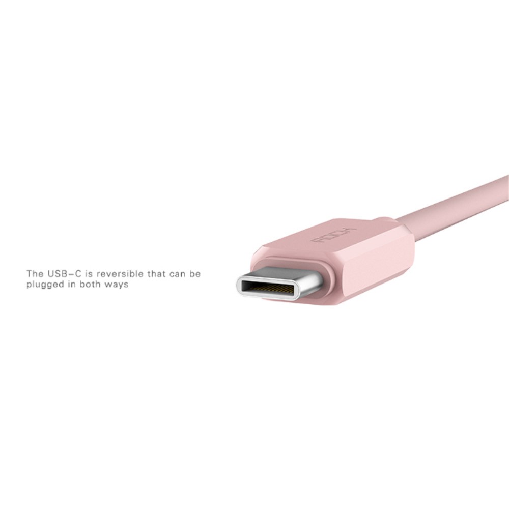 ROCK - Rock USB-A till USB-C 1m- Rosa