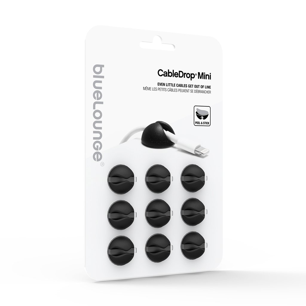 BlueLounge
Bluelounge CableDrop Mini, Självhäftande hållare för sladdar, 9-pack - Svart
