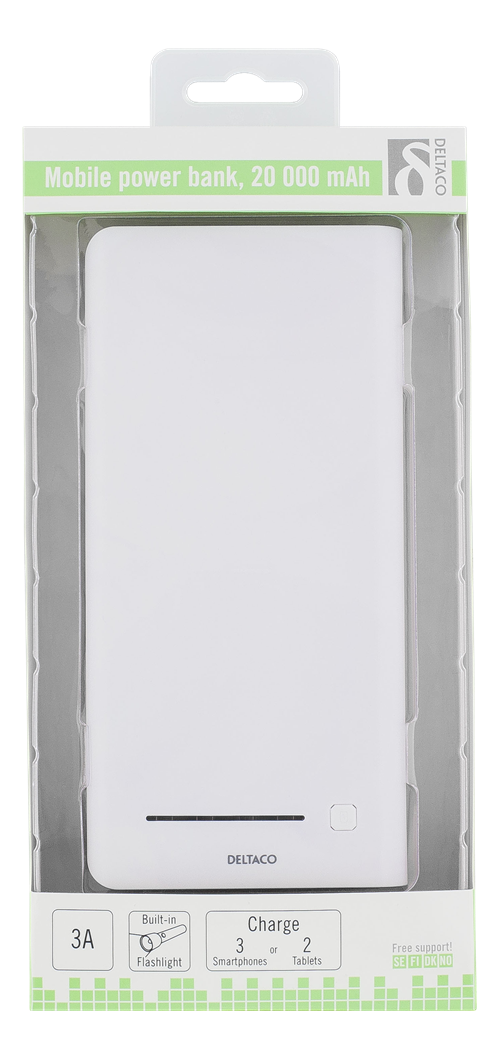 Deltaco
DELTACO Power bank, 20000mAh, 5V 3A, 3xUSB