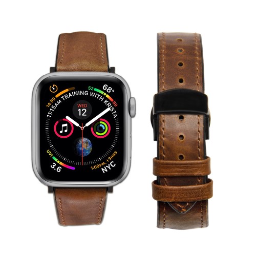 QIALINO
Qialino Watchband Äkta Läder till Apple Watch 4 40mm / Watch 3 38mm - Coffee