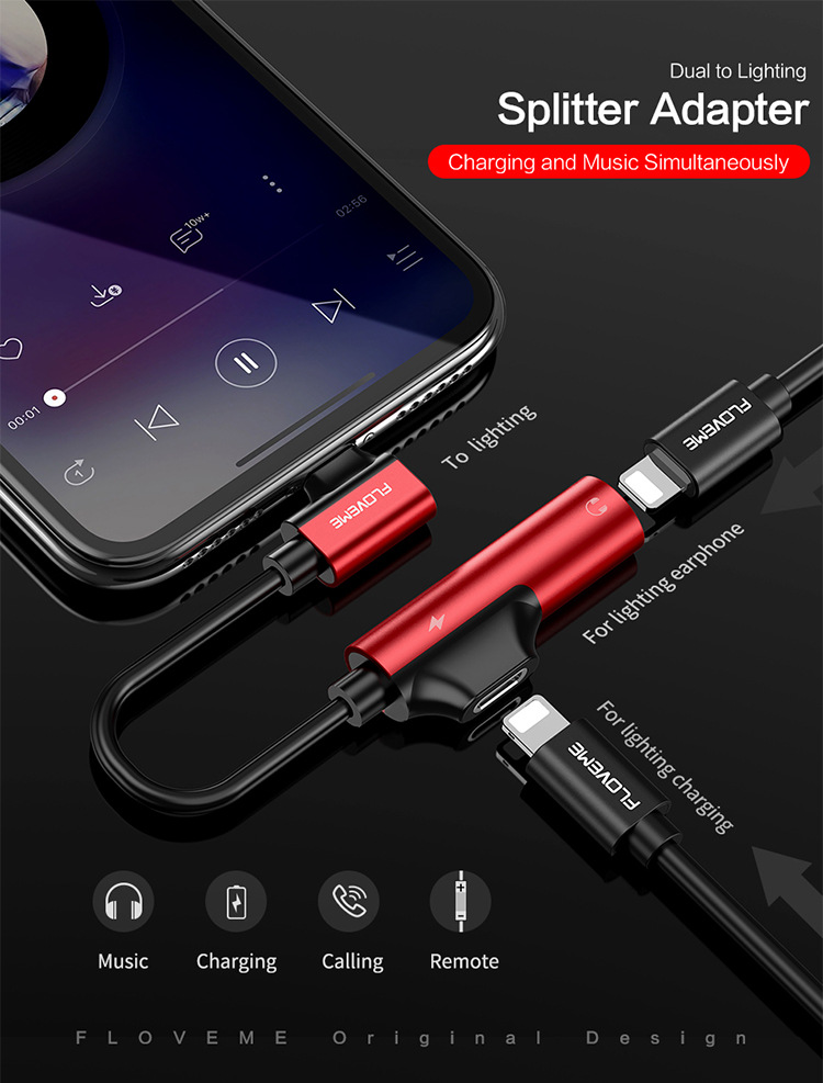 Floveme
Floveme Ladda och lyssna på musik samt Adapter för X/XS/XSMAX/XR/8/7 - Svart